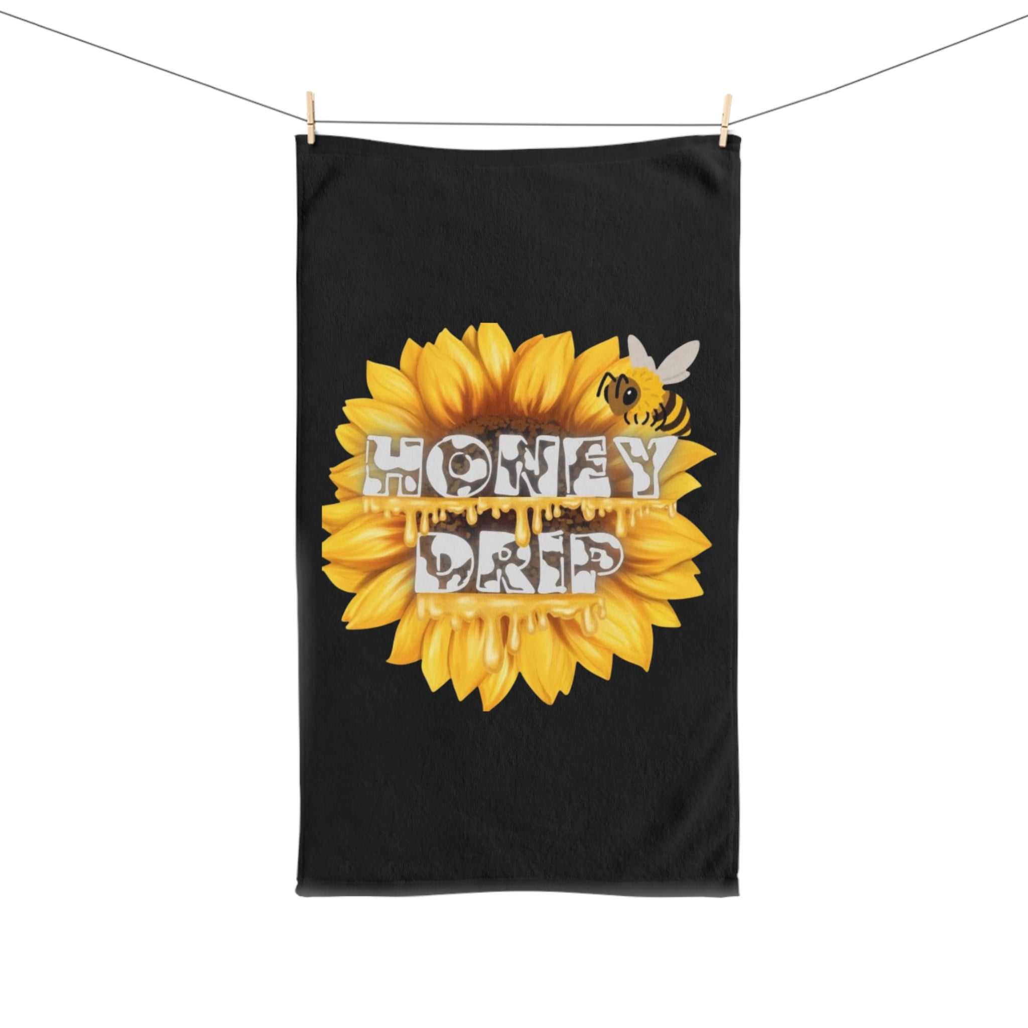 Honey Drip Hand Towel — Sunflower & Bee Kitchen Towel