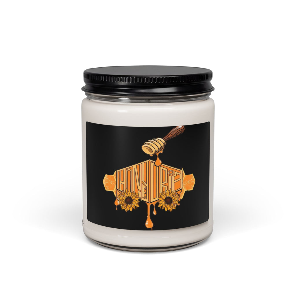 Honey Drip Soy Candle — 9oz Scented Jar with Sunflower & Honeycomb Design