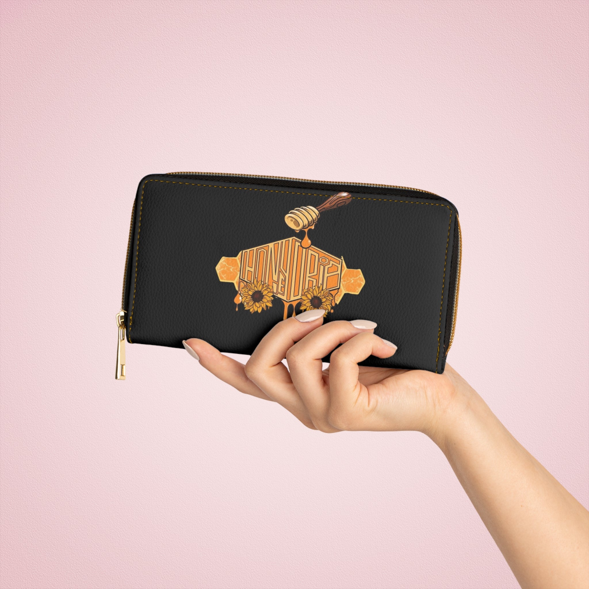 HoneyDrip Zipper Wallet — Floral Honey Drip Zip Wallet