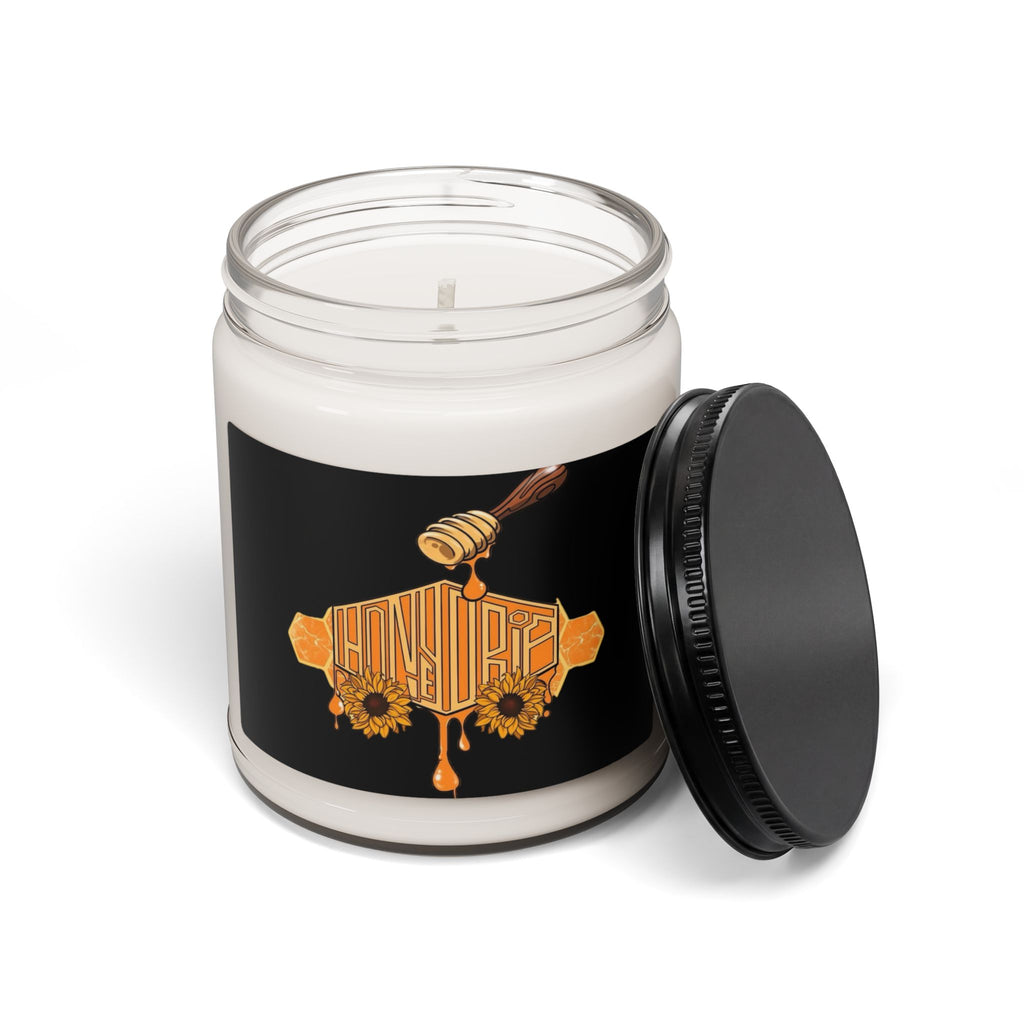 Honey Drip Soy Candle — 9oz Scented Jar with Sunflower & Honeycomb Design