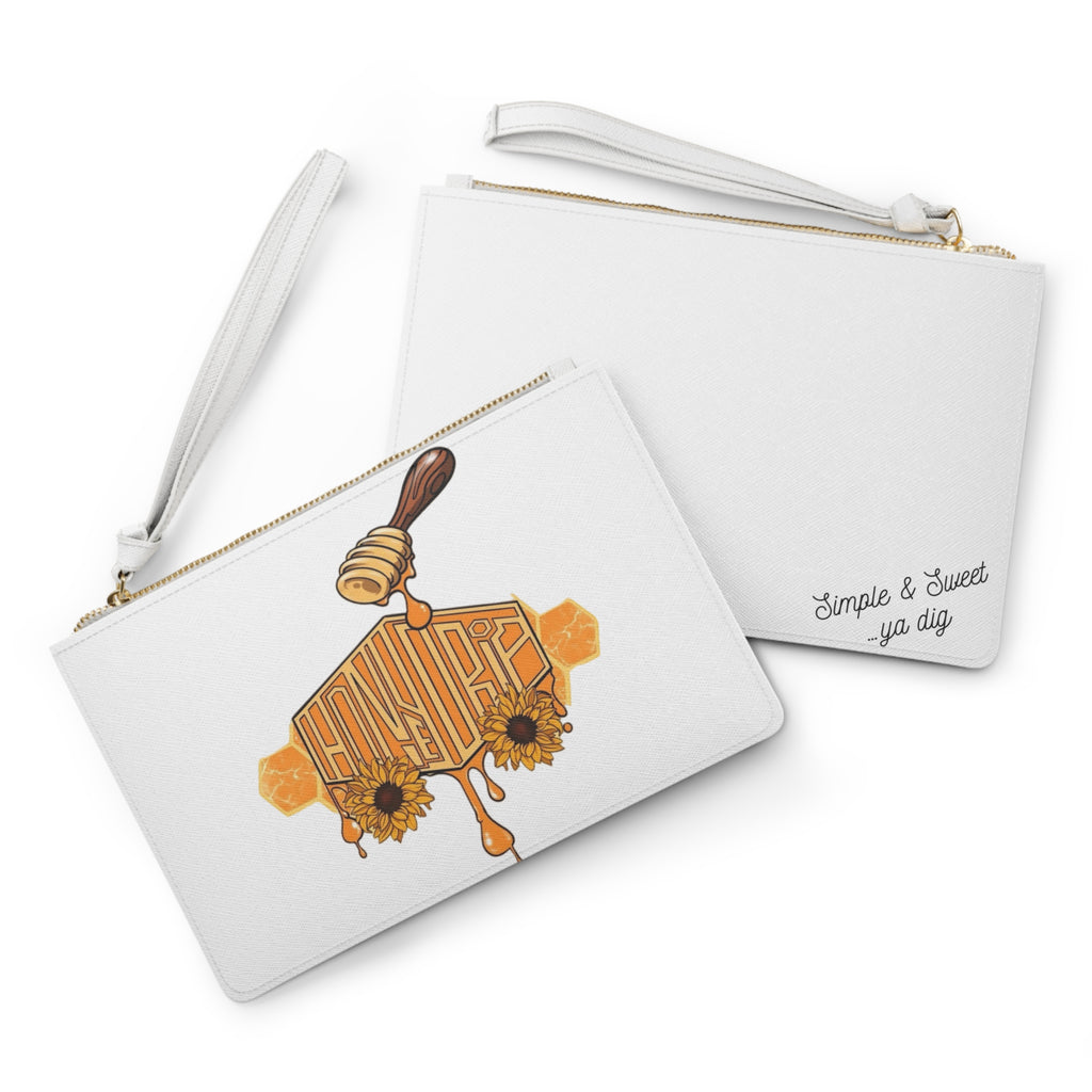 HoneyDrip Clutch Bag – Sunflower & Dripping Honey Design ("Honeybee")