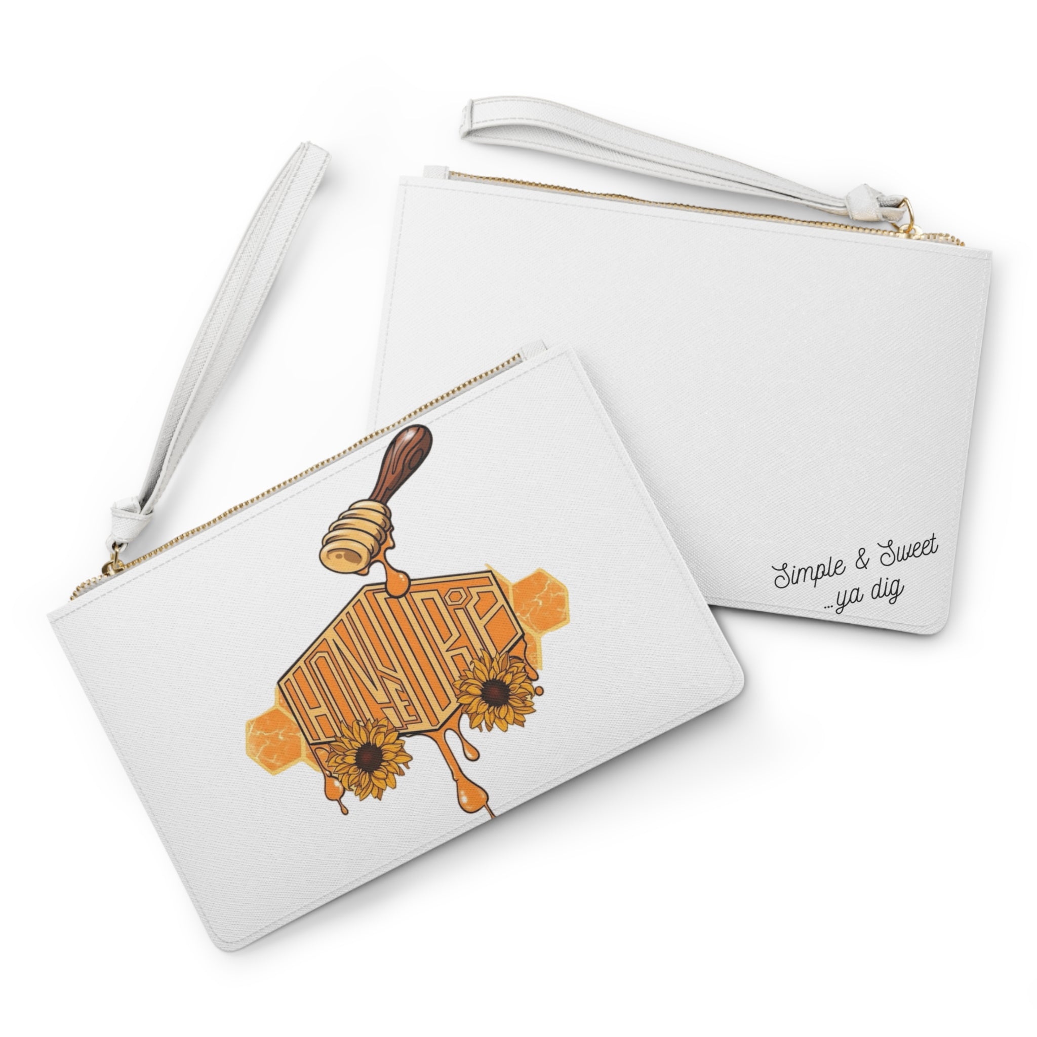 HoneyDrip Clutch Bag – Sunflower & Dripping Honey Design ("Honeybee")