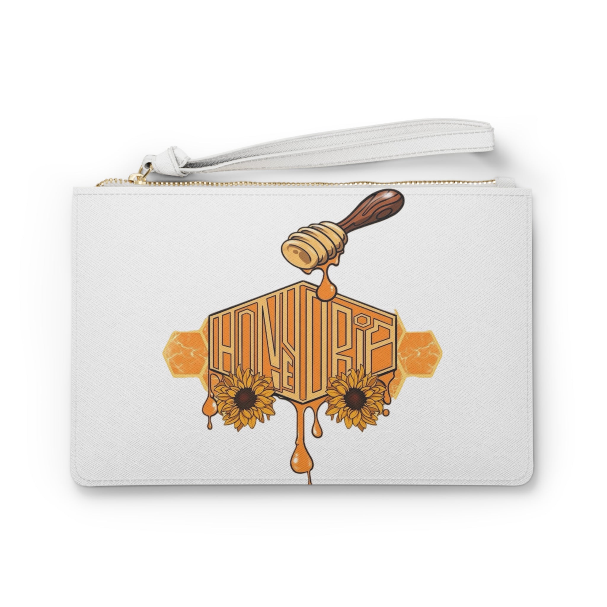 HoneyDrip Clutch Bag – Sunflower & Dripping Honey Design ("Honeybee")