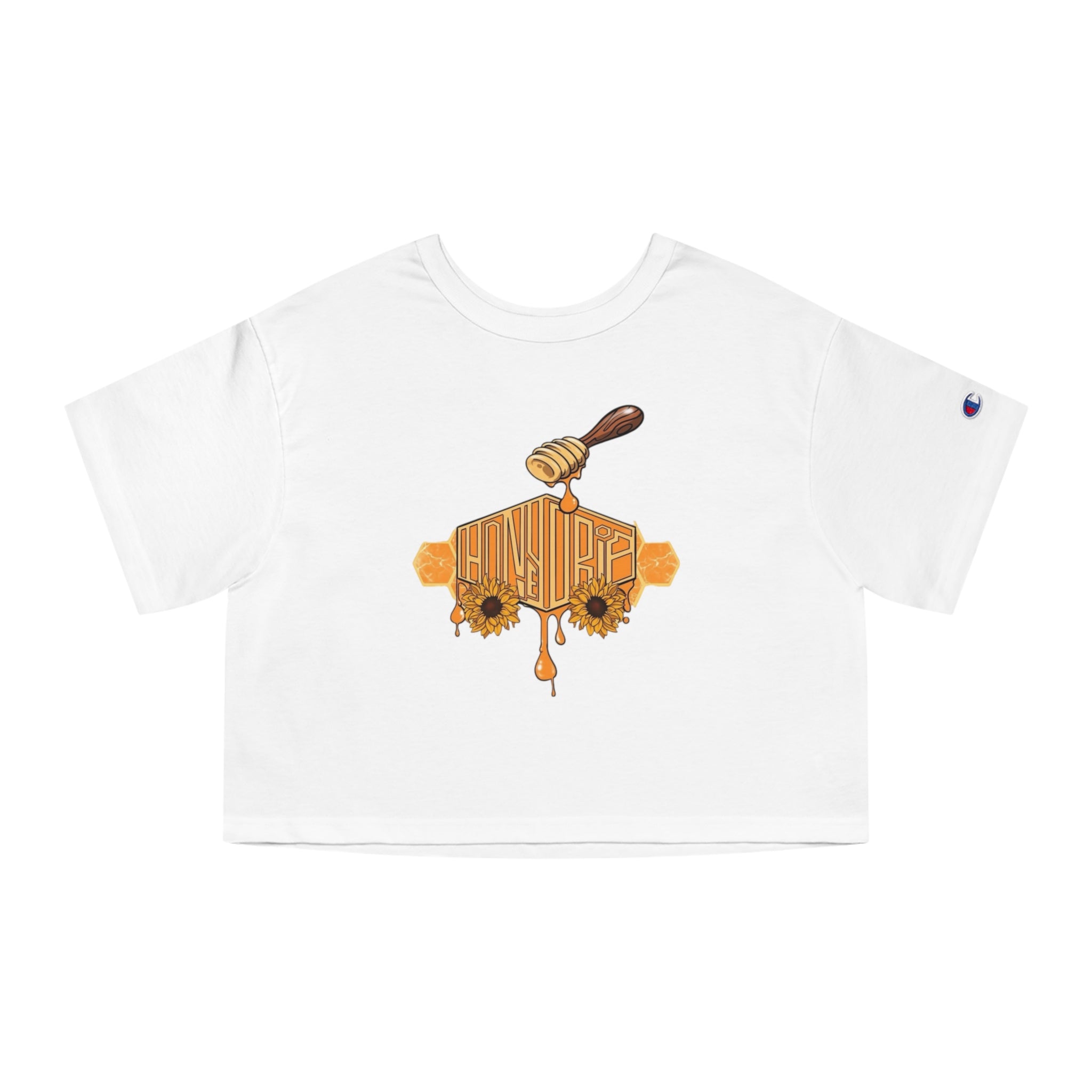Honey Drip Cropped Tee — Floral Sunflower Bee Graphic T-Shirt