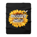 HoneyDrip Sherpa Fleece Blanket - Sunflower Design (Bee & Floral Cozy Throw)