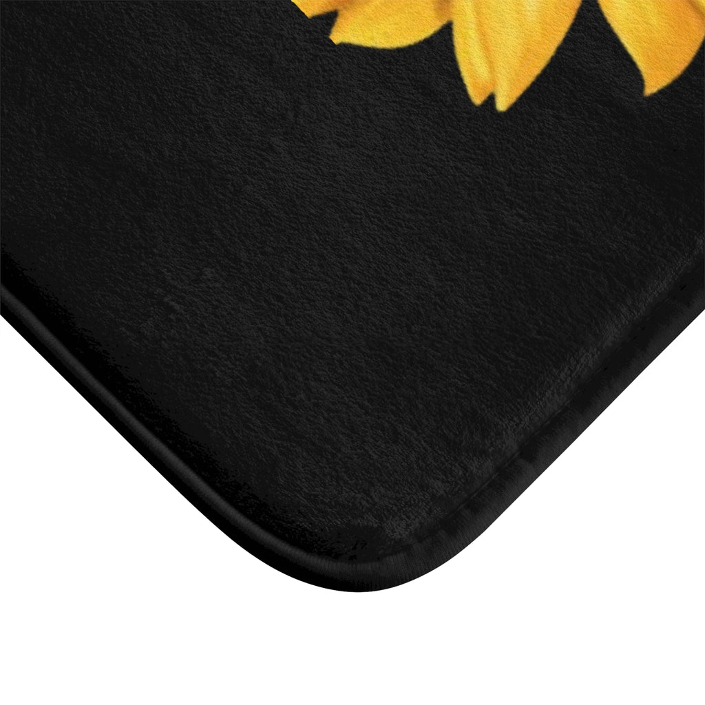Honey Drip Sunflower Bath Mat – Bee & Floral Bathroom Rug