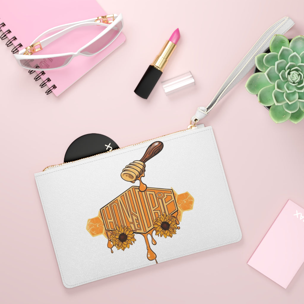 HoneyDrip Clutch Bag – Sunflower & Dripping Honey Design ("Honeybee")